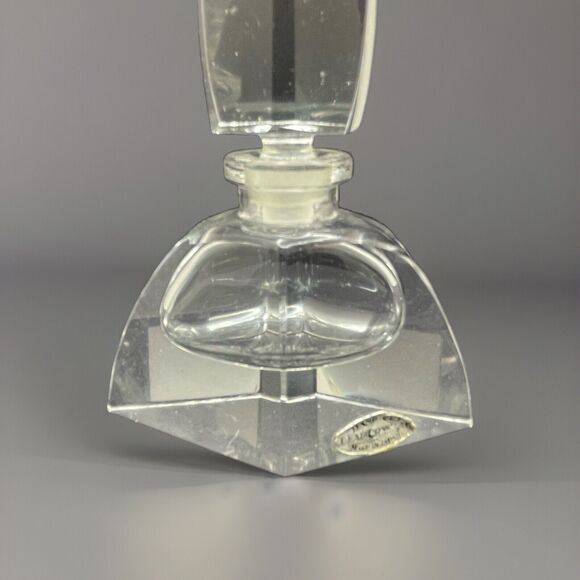 Vintage Hand Cut Art Deco Beveled Lead Crystal Perfume Bottle 5" Stopper Japan - Picture 5 of 11